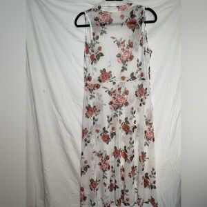 Ember Sheer sleeveless kimono like dress Elegant Floral Halter Maxi Dress